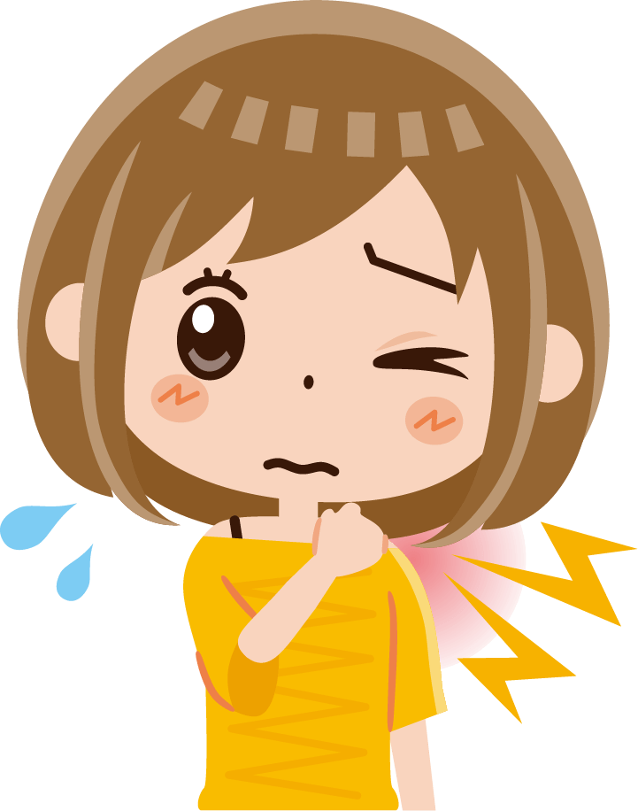 首の痛みに悩むイラスト