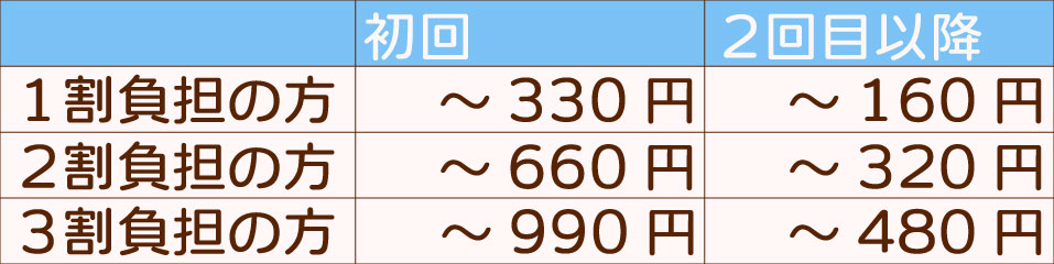 健康保険施術料金表